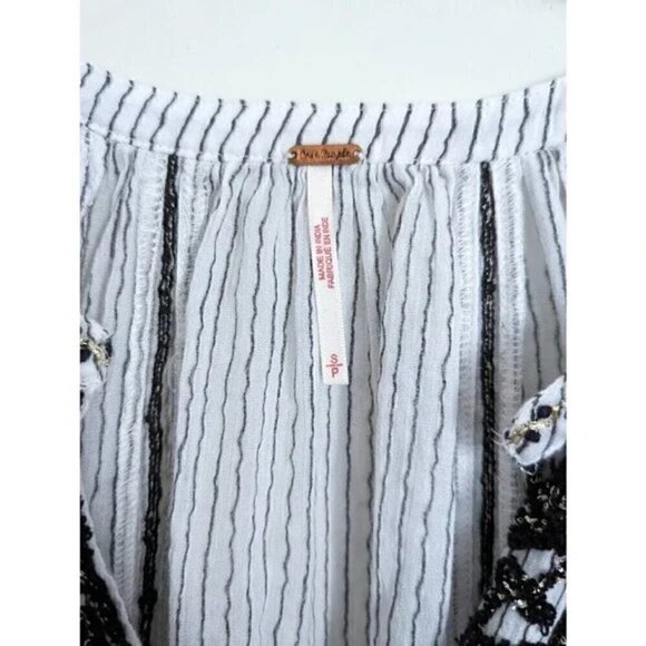 Free People Vagabond Striped Maxi Tunic Top Dress Embroidered Oversized Size S - Picture 5 of 7